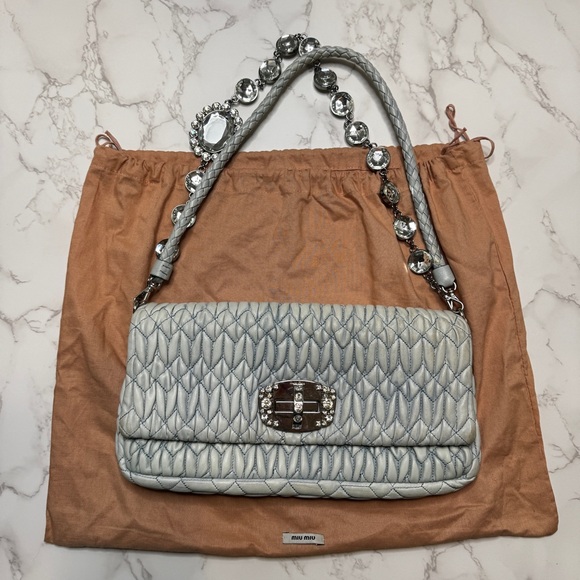 💙MIU MIU💙Matelasse Crystal Flap Bag - Picture 2 of 13